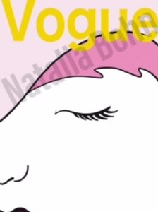Poster Vogue d’un visage féminin aux cheveux roses